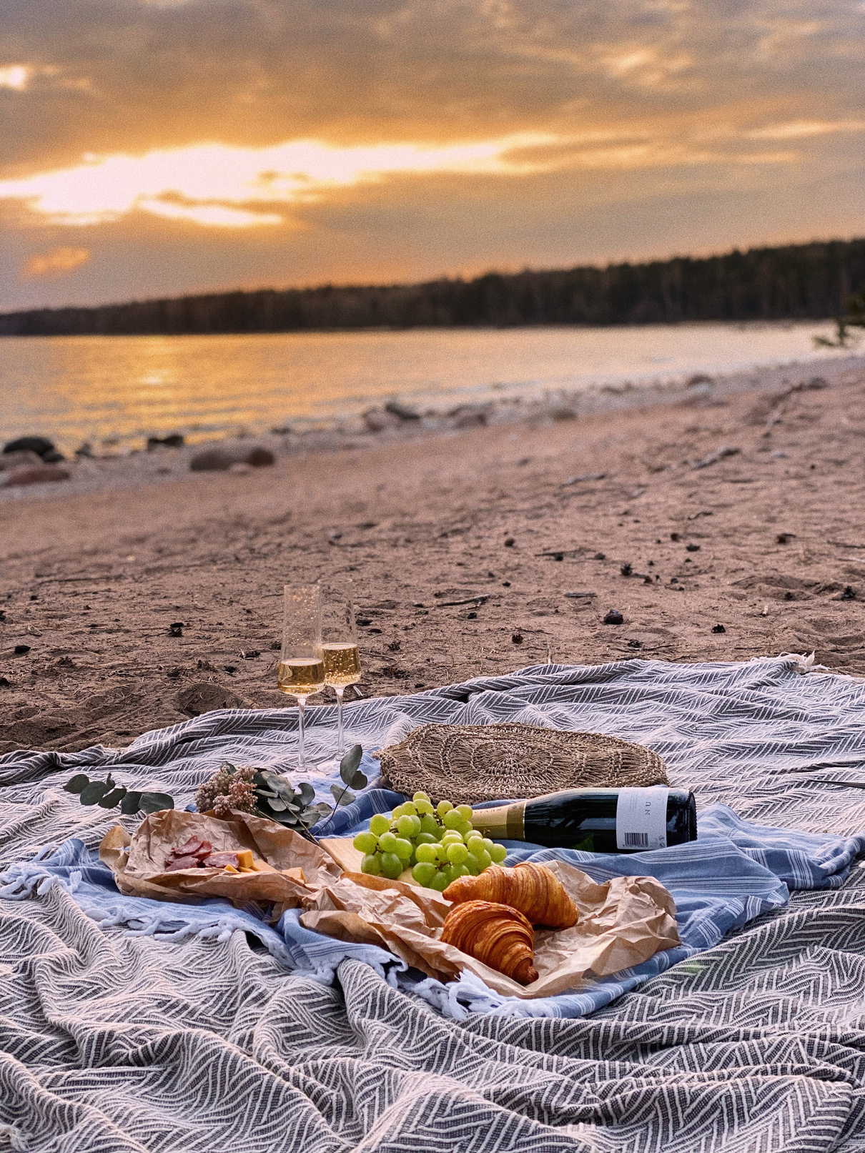 Picnic with Wine on Beach